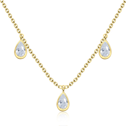 3 Water Drops CZ Silver Necklace SPE-3768-1MIC-GP